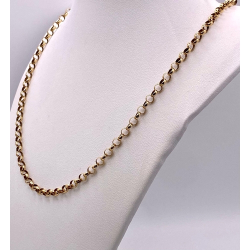 31 - A 14K Yellow Gold Belcher Link Necklace. 52cm length. 11.66g weight.