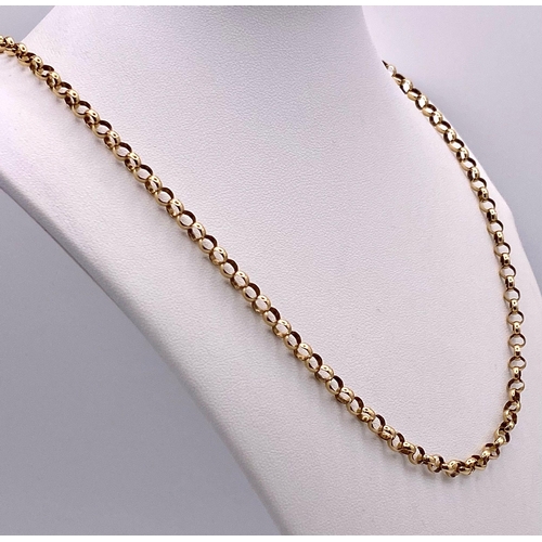 31 - A 14K Yellow Gold Belcher Link Necklace. 52cm length. 11.66g weight.