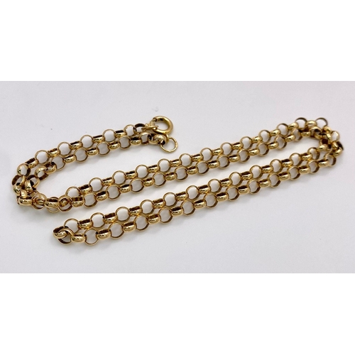 31 - A 14K Yellow Gold Belcher Link Necklace. 52cm length. 11.66g weight.