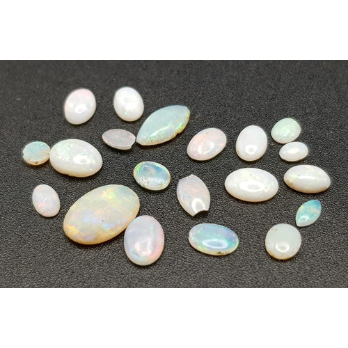 1562 - A Parcel of 20 Opals. Assorted Sizes up to 1cm, Oval Cuts, 6.25 Carats.