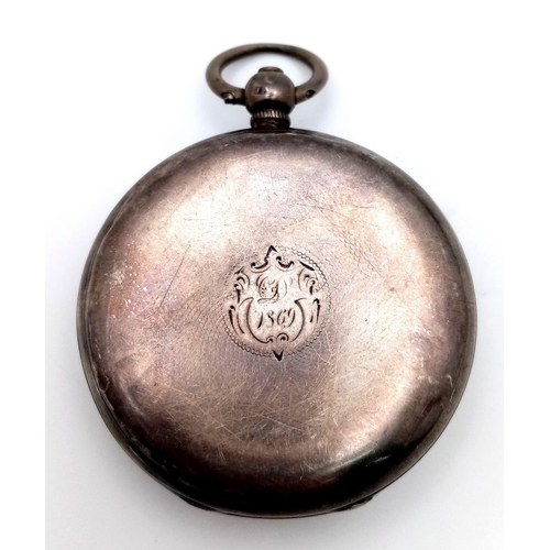 169 - An Antique Sterling Silver Cased H.H. 1868 Pocket Watch. Hallmarks for London 1862. White dial with ... 