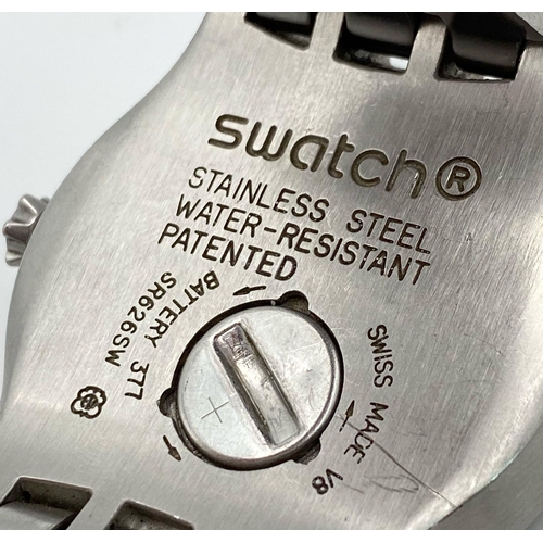 492 - A Swatch (Joyful Mode) Stainless Steel Gents Watch. Stainless steel bracelet and case - 44mm. White ... 