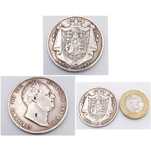 890 - An 1836 William IV Silver Half Crown. VF grade but please see photos for conditions.