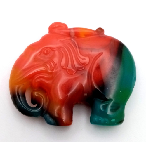 470 - A Colourful Chinese Multi-Colour Jade Elephant Pendant. 5cm x 4cm