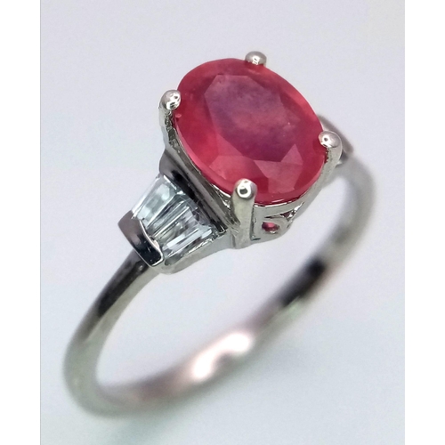 1573 - A Pink and White Stone 925 Sterling Silver Ring. Size N.