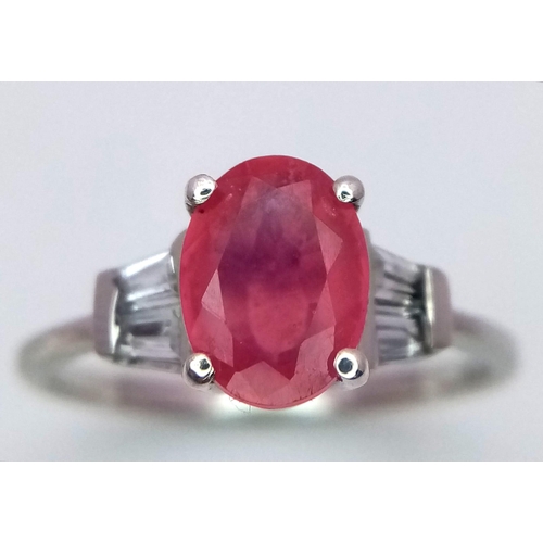 1573 - A Pink and White Stone 925 Sterling Silver Ring. Size N.