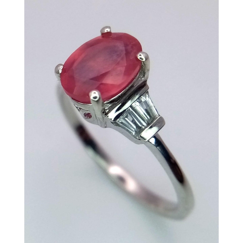 1573 - A Pink and White Stone 925 Sterling Silver Ring. Size N.