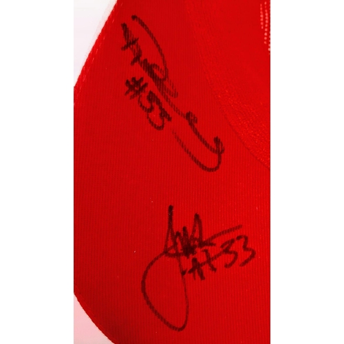 394 - An Official Ferrari Team Cap - Over 20 signatures including Ferrari drivers and team principals. Ple... 