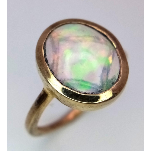 1569 - A Gold Plated 925 Silver Opal Ring. Size L. 2.62g weight.