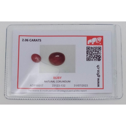 1578 - A 2.06ct Madagascan Red Ruby Gemstone. Comes with a GFCO certificate in a sealed package.