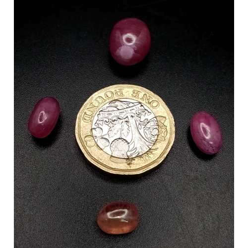 689 - A 26.25ctw Lot of African Ruby Gemstones. Four stones in a clip-open case.