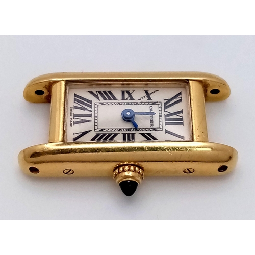 694 - A Vintage 18K Gold Cartier Mini Tank Ladies Watch Case. 18k gold case with 2443 and other Cartier ma... 