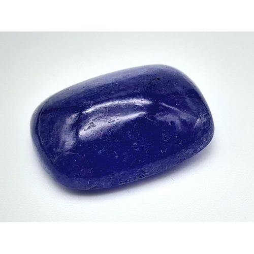 872 - A 22ct Cushion Shaped Tanzanite Cabochon Gemstone. GRS Lab Certified.