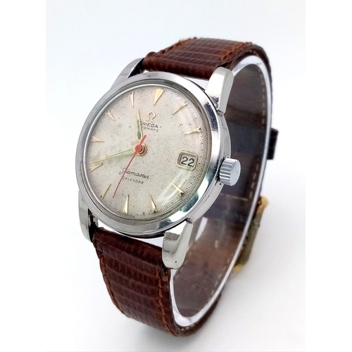 189 - A Vintage Omega Seamaster Calendar Gents Watch. Brown leather strap. Stainless steel case - 33mm. Ho... 