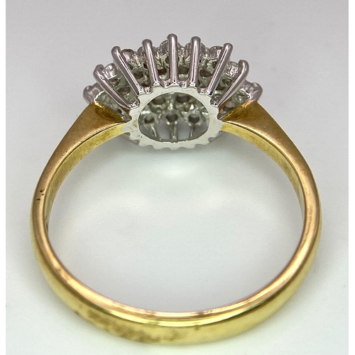 159 - An 18K Yellow Gold Diamond Cluster Ring. 0.50ctw. Size P. 4.1g total weight.