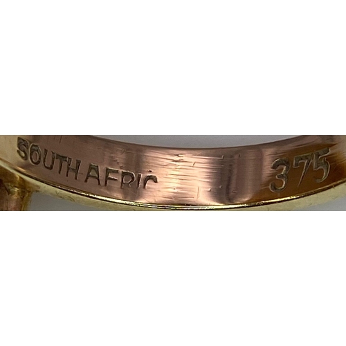 170 - A South African 9 K yellow gold bracelet and ring set with hunting scenes carved on bone. Ring size:... 