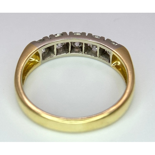 26 - An 18K Yellow Gold Five Stone Diamond Ring. 0.85ctw of brilliant round cut diamonds. Size L. 3.6g to... 