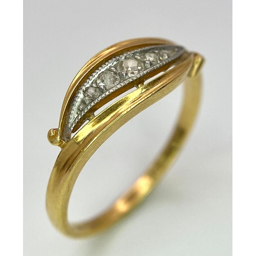 313 - A Vintage 18K Yellow Gold Five Stone Old-Cut Diamond Ring. Size N. 2.7g total weight.