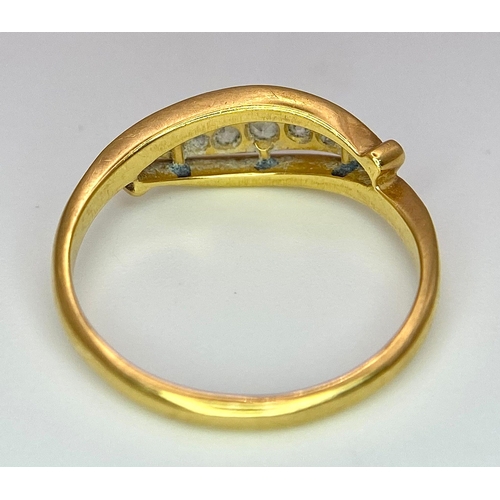 313 - A Vintage 18K Yellow Gold Five Stone Old-Cut Diamond Ring. Size N. 2.7g total weight.