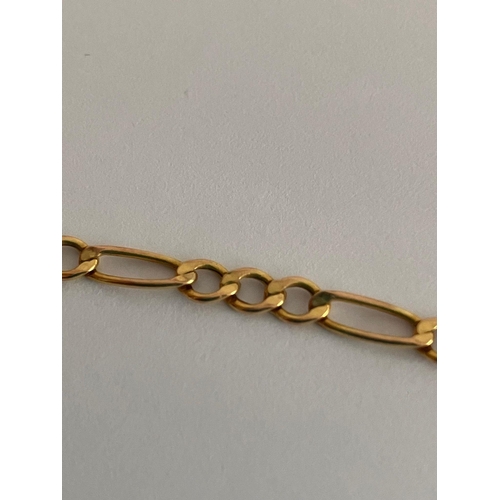 385 - 9 carat YELLOW GOLD FIGARO LINK NECKLACE. Having T-bar Pendant detail.Full UK Hallmark. 3.6 Grams. 4... 