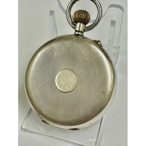 393 - Antique silver gents moonphase calendar pocket watch, working