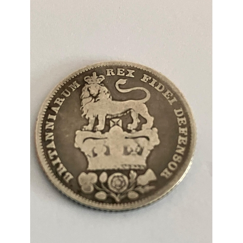 399 - 1826 GEORGE IV SILVER SIXPENCE in fine condition.