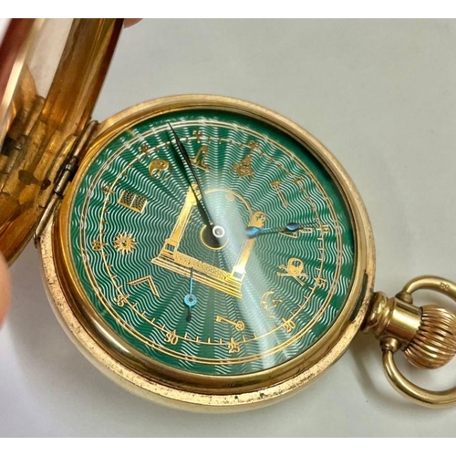 428 - Vintage Masonic full hunter pocket watch Working