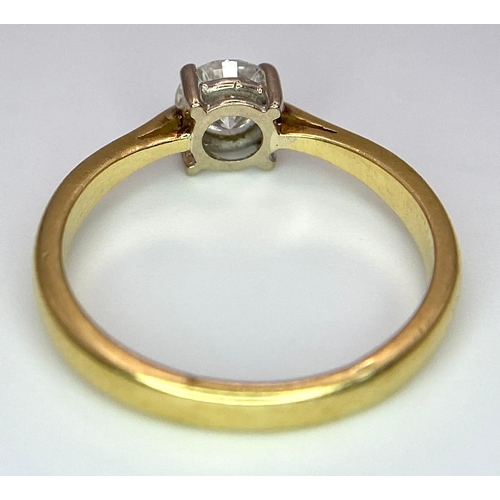 47 - An 18K Yellow Gold Diamond Solitaire Ring. Brilliant round cut - 0.45ctw. 2.5g total weight. Size L.