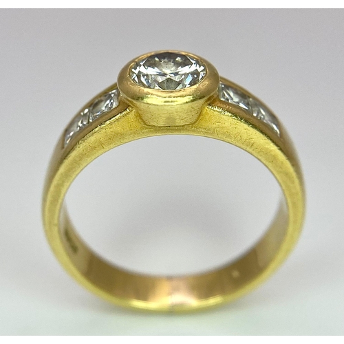 5 - An 18K Yellow Gold Diamond Ring - Main 0.45ct bright white centre stone with 0.35ctw of diamond acce... 