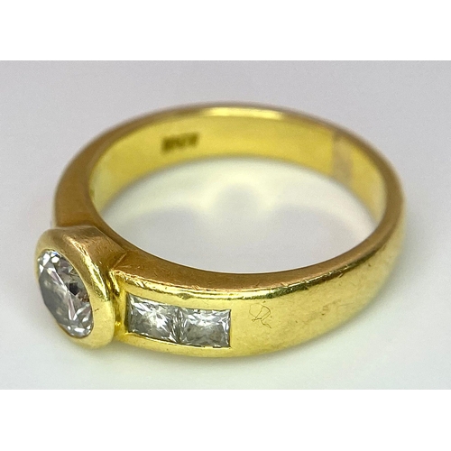 5 - An 18K Yellow Gold Diamond Ring - Main 0.45ct bright white centre stone with 0.35ctw of diamond acce... 