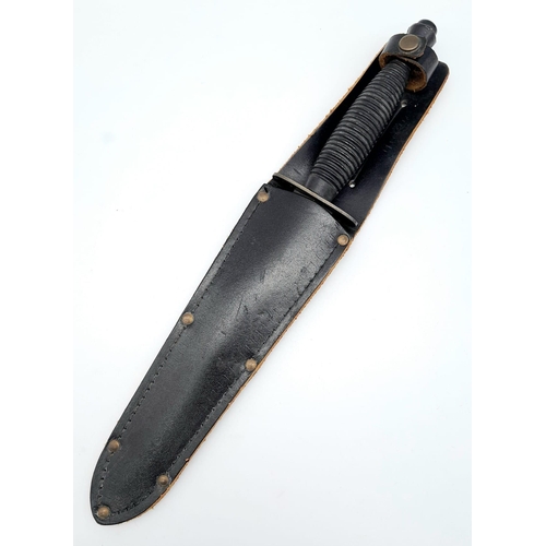 374 - A Fairbairn Sykes Design Commando Dagger by Wright and Son, Sheffield. 29cm Length in Leather Sheath... 