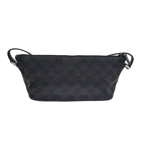 706 - A Gucci Black Monogram Pochette Boat Bag. Textile exterior with black and silver-toned hardware, sin... 