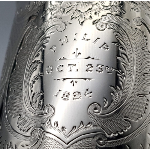 101 - AN ANTIQUE SILVER TANKARD INSCRIBED 