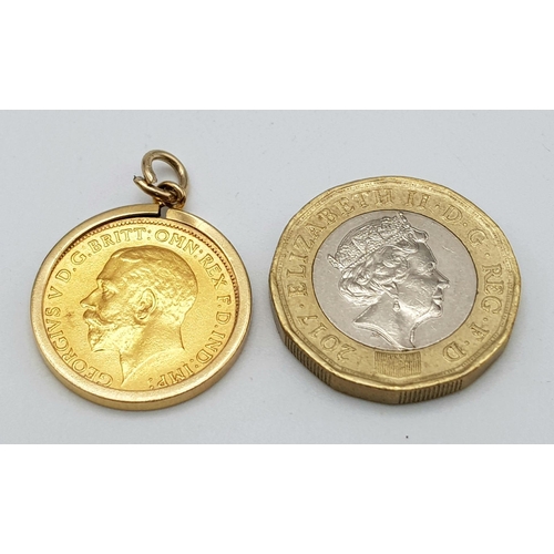 121 - A 1914 King George V half sovereign pendant. Total weight: 5 g.