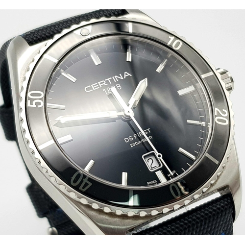 205 - A Men’s Certina Date Watch Model DS First CO14410A. 200m Water Resistant. 41mm Case (45mm Including ... 