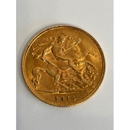 434 - 1914 HALF SOVEREIGN. 22 carat Gold. London Mint. Very fine condition. Please see pictures.