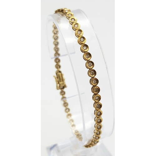 120 - AN ATTRACTIVE 9K YELLOW GOLD DIAMOND SET BRACELET WITH APPROX 1CT DIAMONDS, WEIGHT 4.8G AND 17CM LON... 