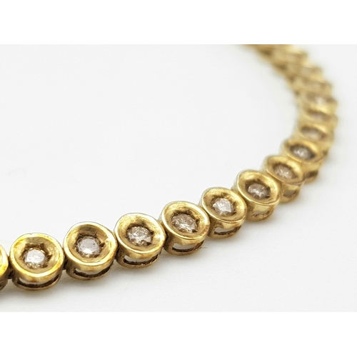 120 - AN ATTRACTIVE 9K YELLOW GOLD DIAMOND SET BRACELET WITH APPROX 1CT DIAMONDS, WEIGHT 4.8G AND 17CM LON... 