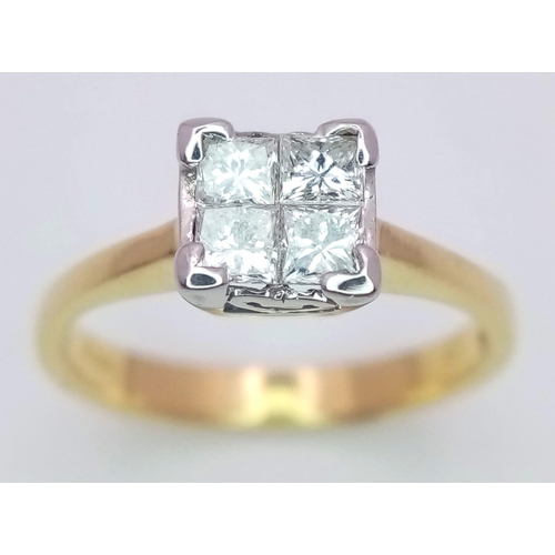 201 - An 18K Yellow Gold Diamond Set Ring. 0.48ct. Size L. 3.2g total weight.