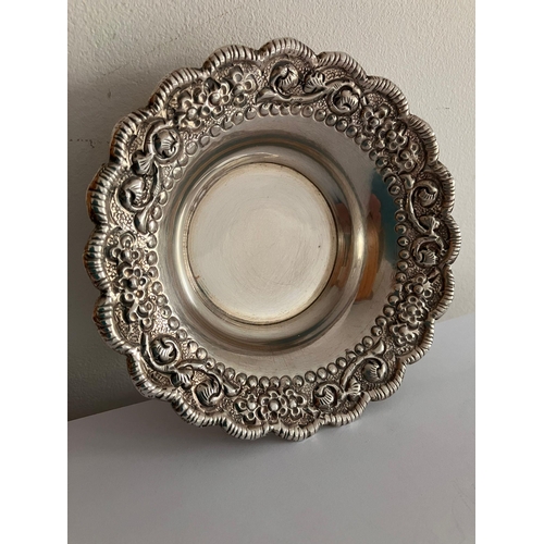 553 - Pair of Vintage MIDDLE EASTERN SILVER DIP BOWLS. Attractive ornate borders with Serpentine Edge. 110... 