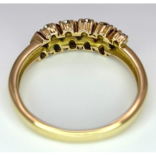 164 - An 18 K yellow gold ring with rubies and diamonds , size: Q1/2, weight: 3.7 g.