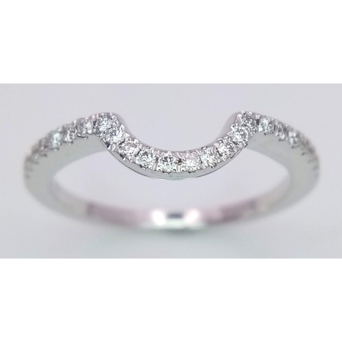 246 - 18K WHITE GOLD DIAMOND CURVED BAND RING, APPROX 0.25CT, WEIGHT 2.6G SIZE N