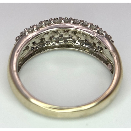 83 - An 18 K white gold ring with five round cut diamond bands (0.80 carats). Size: J, weight: 4.4 g.