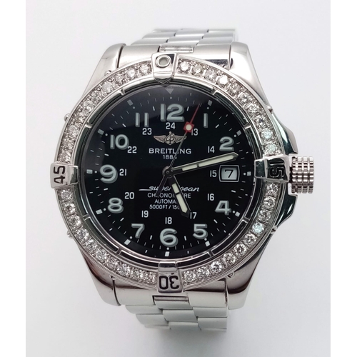 73 - A Breitling SuperOcean Automatic Gents Watch. Stainless steel bracelet and case - 42mm. 40 Diamond b... 