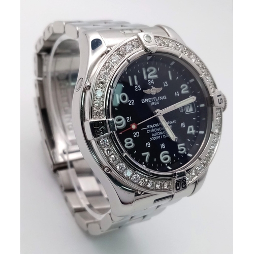 73 - A Breitling SuperOcean Automatic Gents Watch. Stainless steel bracelet and case - 42mm. 40 Diamond b... 