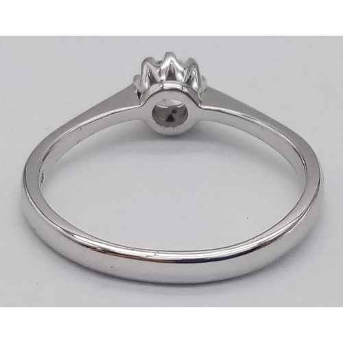 228 - An 18K White Gold Diamond Solitaire Ring. 0.40ct brilliant round cut diamond. Size Q. 3.2g total wei... 