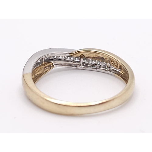 446 - A 9K Yellow Gold and Diamond Half-Eternity Ring. 0.22ctw. 2.3g total weight. Size P.