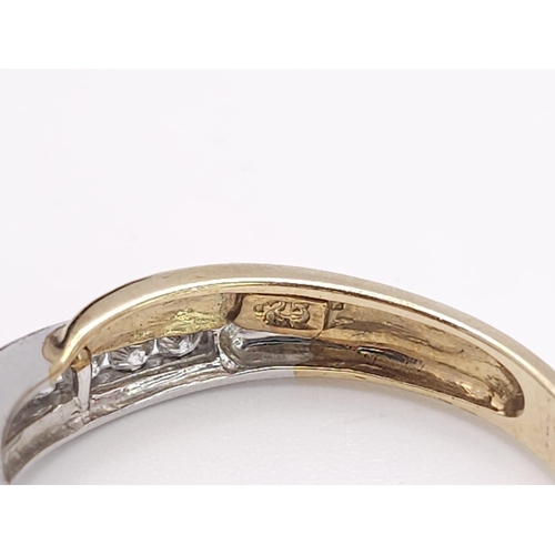 446 - A 9K Yellow Gold and Diamond Half-Eternity Ring. 0.22ctw. 2.3g total weight. Size P.