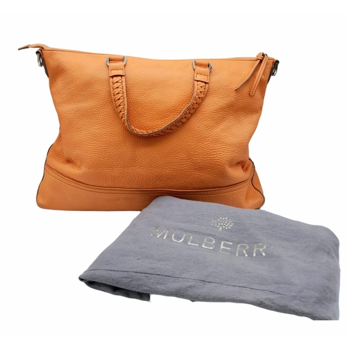 158 - A Mulberry Effie tote bag, soft apricot leather with silver tone hardware, includes removable should... 