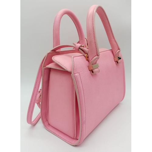 298 - A Victoria Beckham two toned candy pink textured leather mini bag, patent leather trim with gold har... 